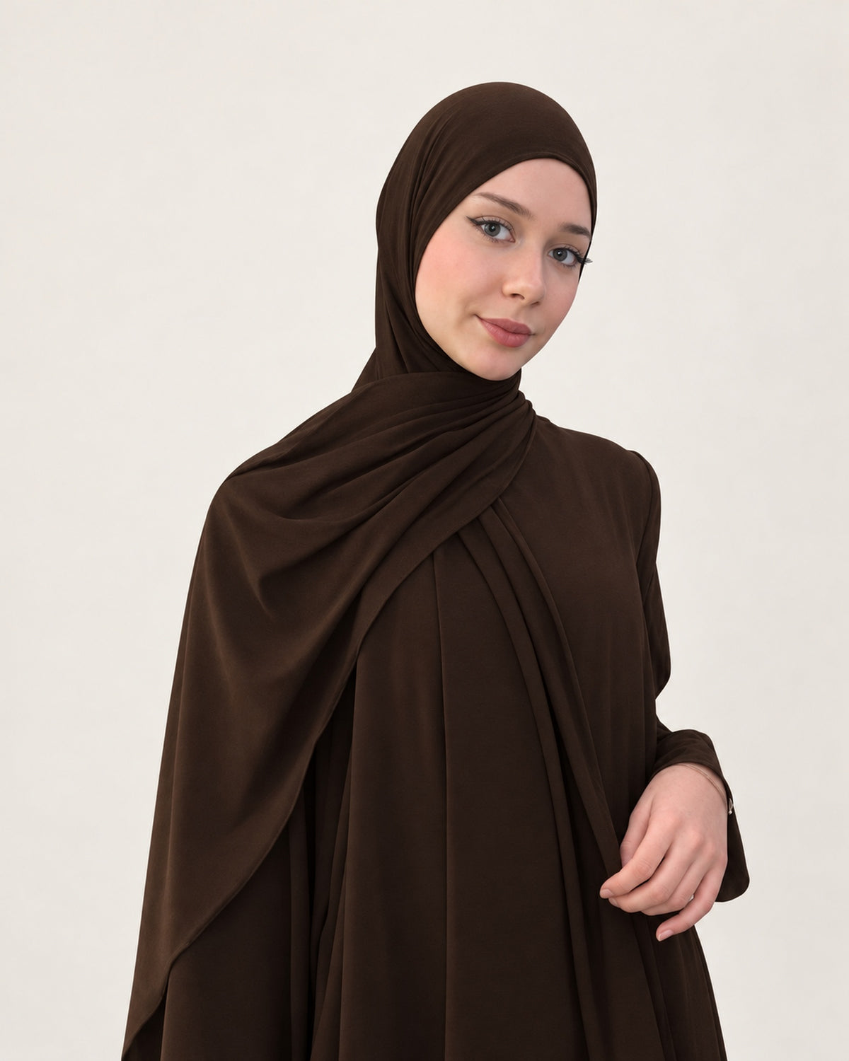 Pasmina Instant Bella Jersey – donkerbruin – Hijab Heela