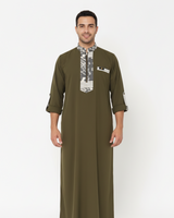 Olive Green Qamis on Model