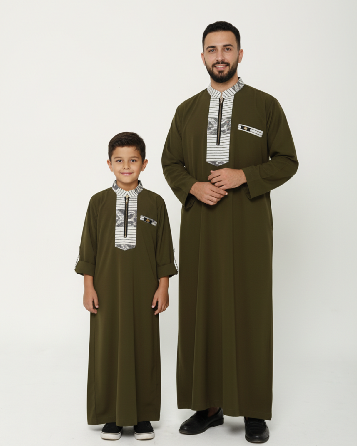 Olive Green Qamis - Father & Son
