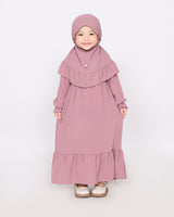 Set abaya kids Kaylie dusty pink  HijabHeela