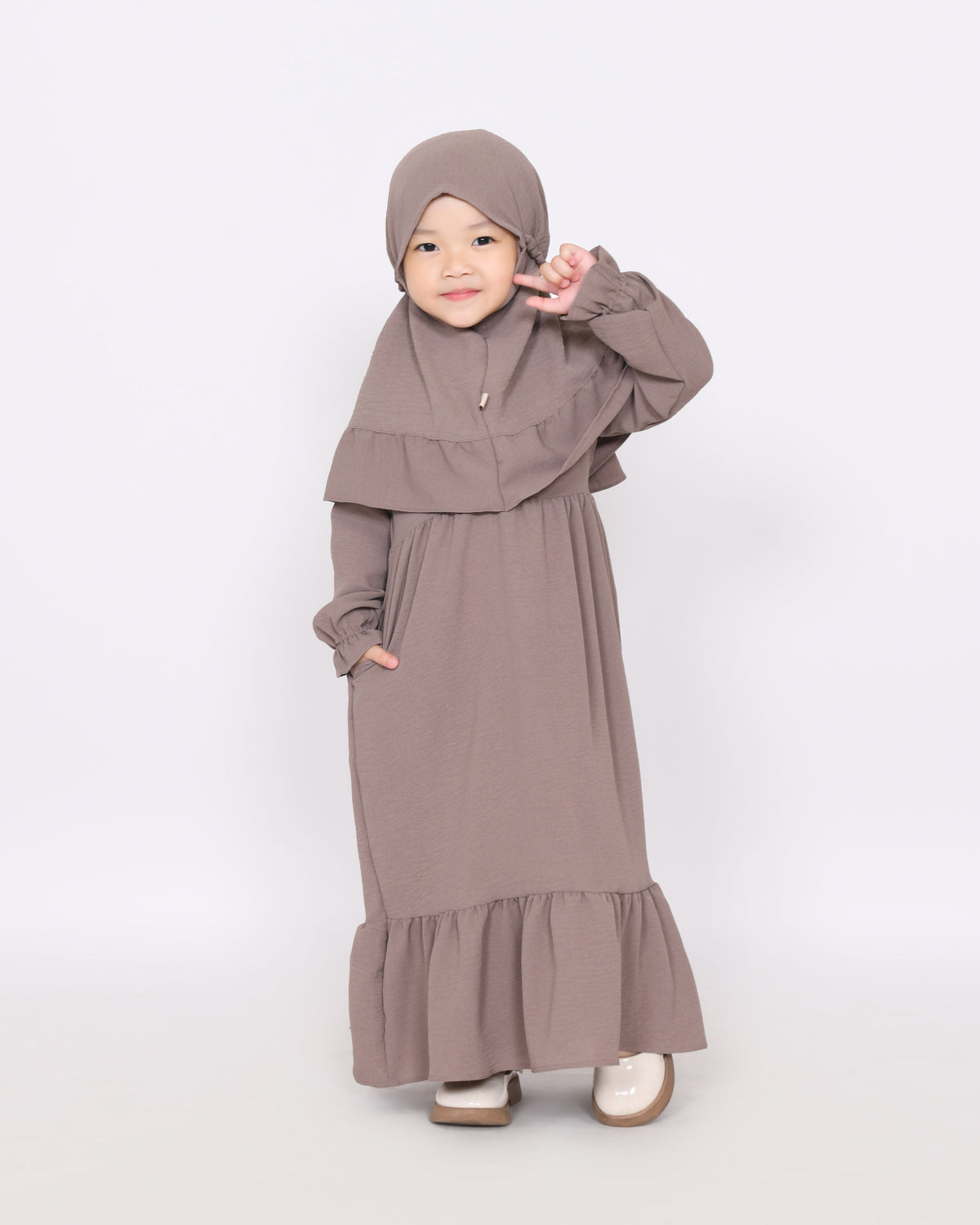 Set abaya kids Kaylie grey HijabHeela