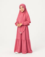 Abaya Saskia voor meisjes in dusty purple – vooraanzicht, Hijabheela