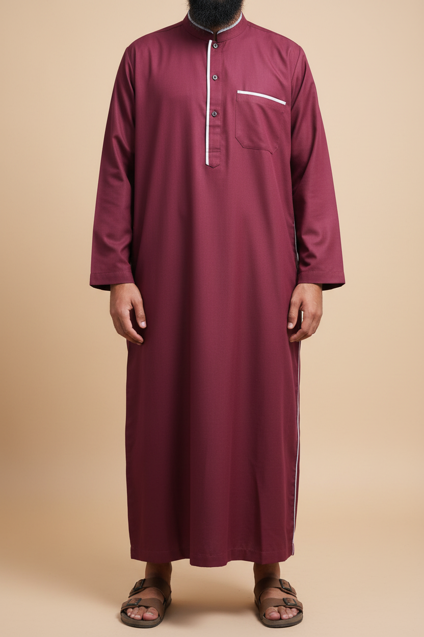 Jubah List Maroon