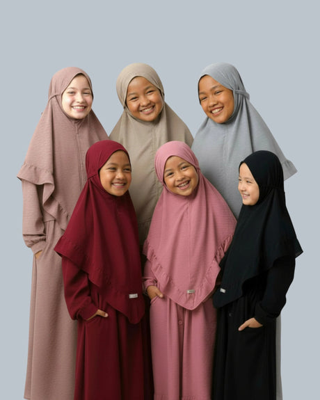 Khimar Komotini voor meisjes van Jazz-stof – Hijab Heela